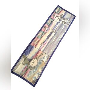 Colorful Silk Scarf Inuit  Design Signed Inushik purple cream